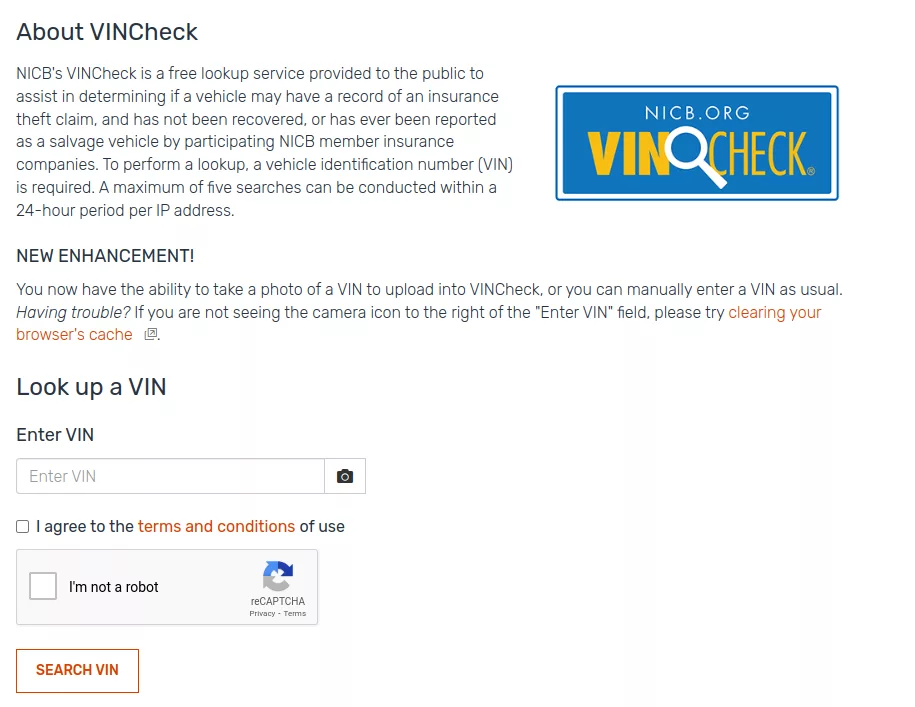 NCIB VINCheck